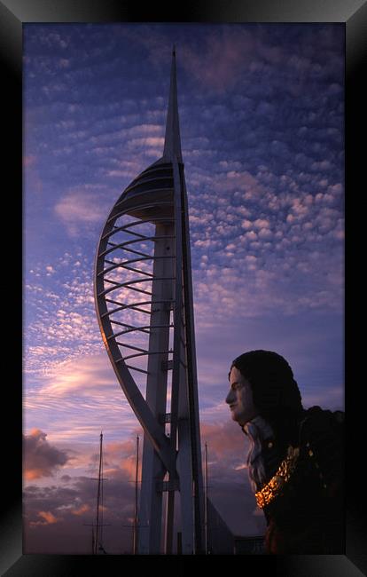 Spinnaker Tower and Figurehead Framed Print by Ian Lewis