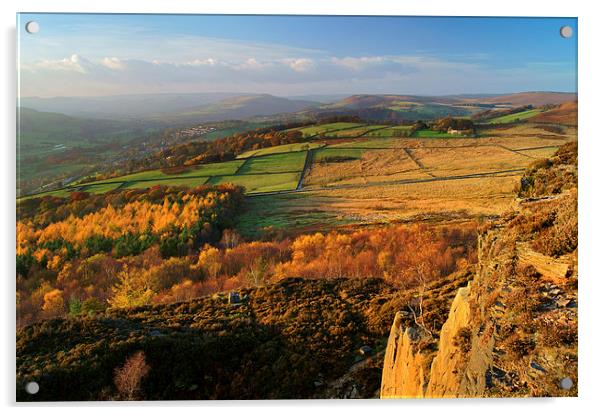 View from Millstone Edge towards Hathersage Acrylic by Darren Galpin
