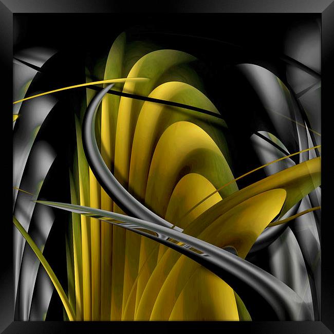 Underworld (Digital Abstract/Yellow) Framed Print by Nicola Hawkes