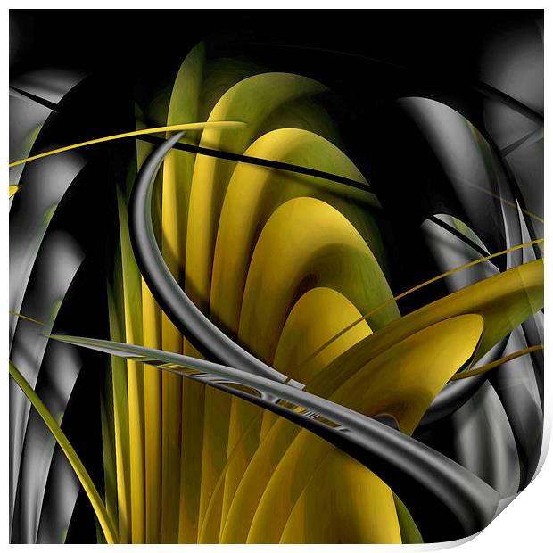 Underworld (Digital Abstract/Yellow) Print by Nicola Hawkes