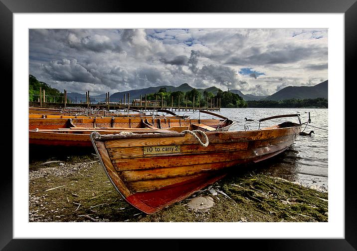 Boats on the Lakeside  at Derwentwater Framed Mounted Print by Ian Lewis