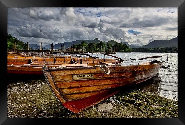 Boats on the Lakeside  at Derwentwater Framed Print by Ian Lewis