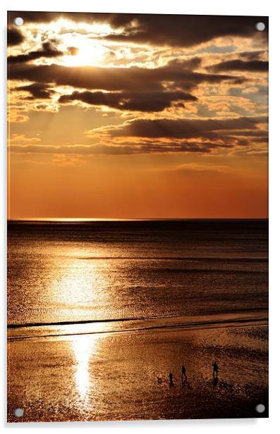 Sunset over the Sea Acrylic by Paula J James