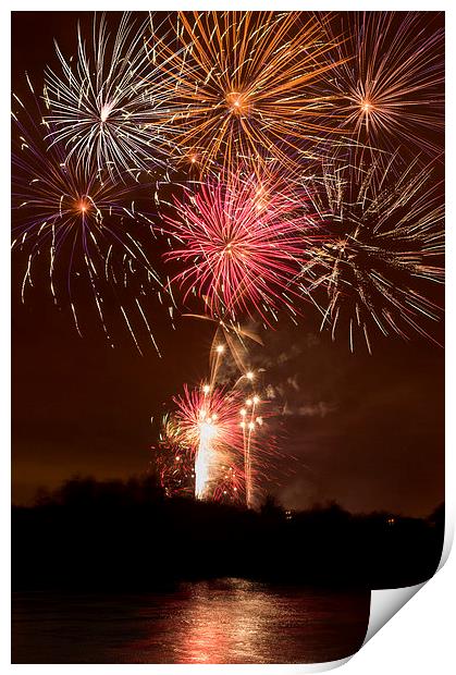 Nottingham Embankment Fireworks Print by Alex Clark
