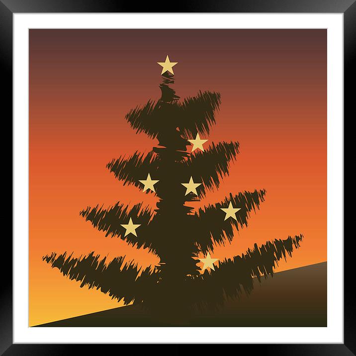 Christmas tree in the evening light Framed Mounted Print by Marinela Feier