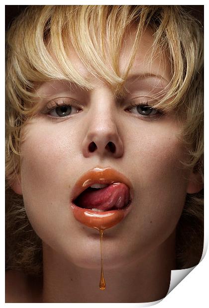 honey lips Print by Silvio Schoisswohl