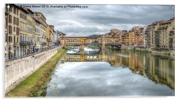 River Arno and Ponte Vecchio  Florence Tuscany Acrylic by Diana Mower