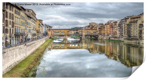 River Arno and Ponte Vecchio  Florence Tuscany Print by Diana Mower