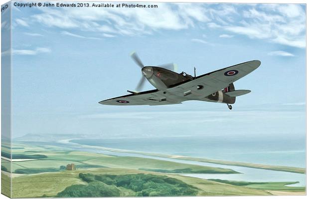 Spitfire On Patrol Canvas Print by John Edwards