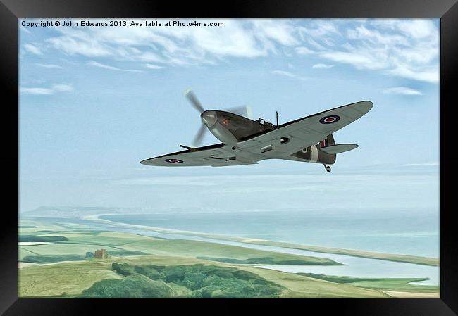 Spitfire On Patrol Framed Print by John Edwards