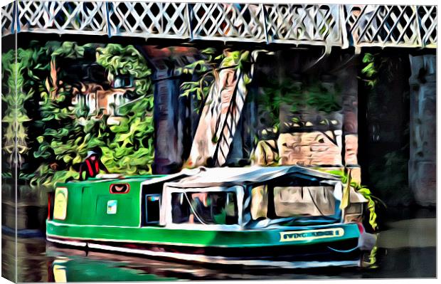 Green Barge Canvas Print by Paul Stevens