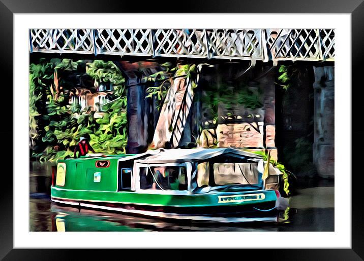 Green Barge Framed Mounted Print by Paul Stevens