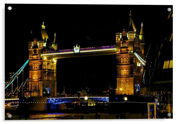 Tower bridge at night Acrylic by steve akerman