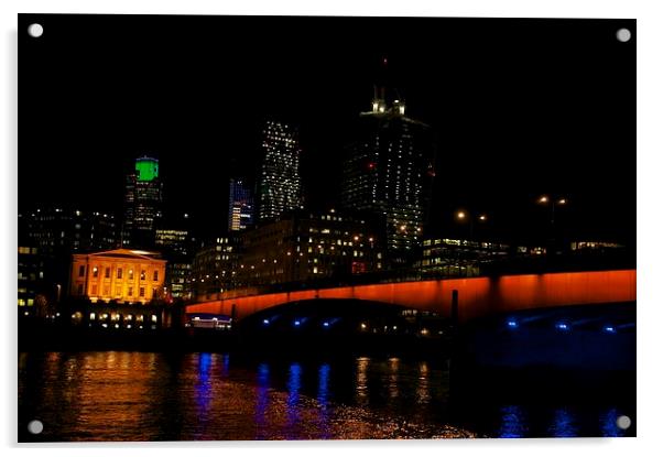 London bridge at night Acrylic by steve akerman