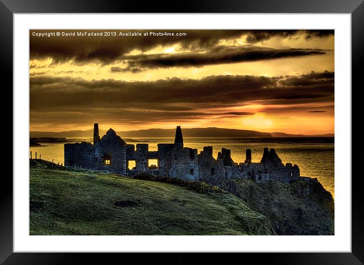 Dunluce Castle Sunset Framed Mounted Print by David McFarland