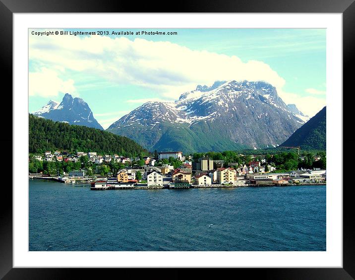 Fjord Town Framed Mounted Print by Bill Lighterness