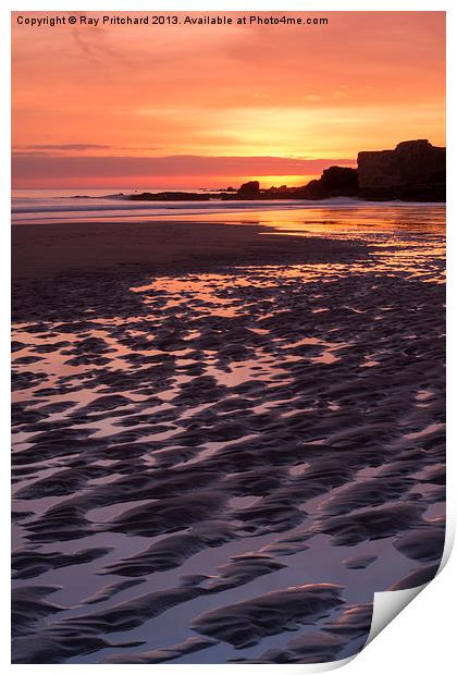 South Shields Beach Sunrise Print by Ray Pritchard