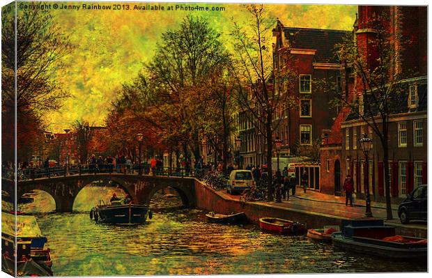 I AMsterdam. Vintage Amsterdam in Golden Light Canvas Print by Jenny Rainbow