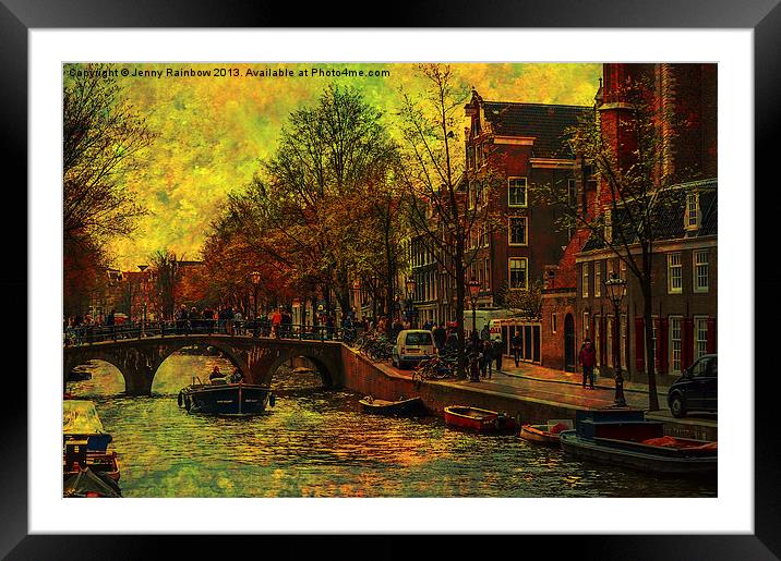 I AMsterdam. Vintage Amsterdam in Golden Light Framed Mounted Print by Jenny Rainbow