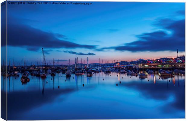 Torquay Harbour After Sunset. Canvas Print by Tracey Yeo