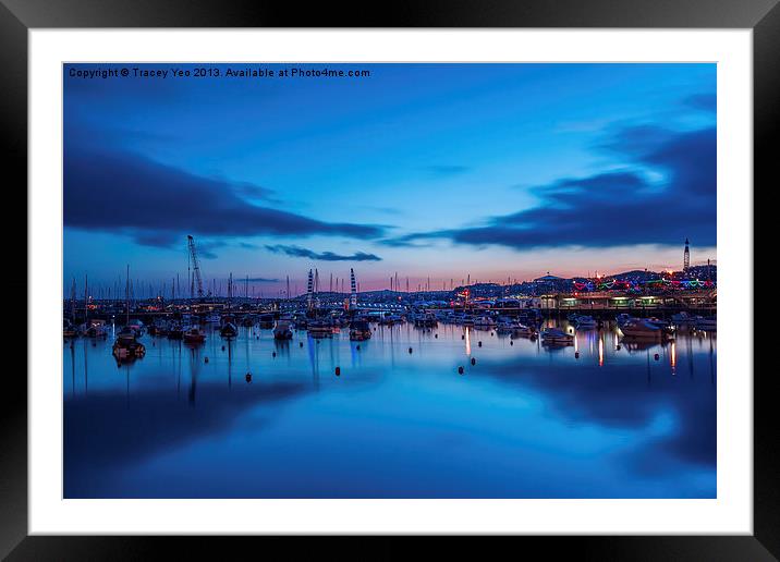 Torquay Harbour After Sunset. Framed Mounted Print by Tracey Yeo
