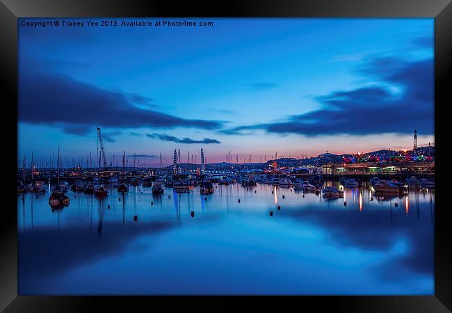 Torquay Harbour After Sunset. Framed Print by Tracey Yeo
