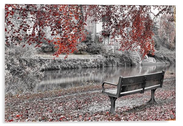 Autumn beside the Wye Acrylic by Catherine Joll