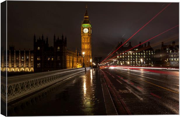 Trails at Westminster Bridge Canvas Print by Jed Pearson