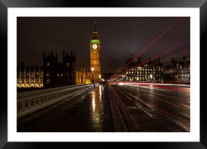 Trails at Westminster Bridge Framed Mounted Print by Jed Pearson