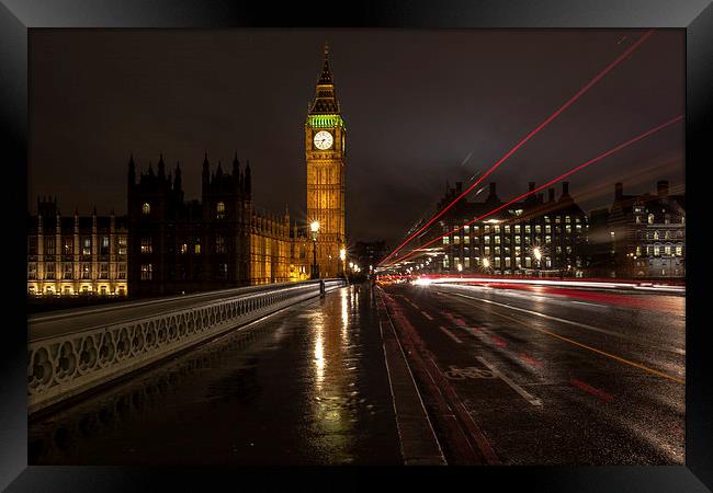 Trails at Westminster Bridge Framed Print by Jed Pearson