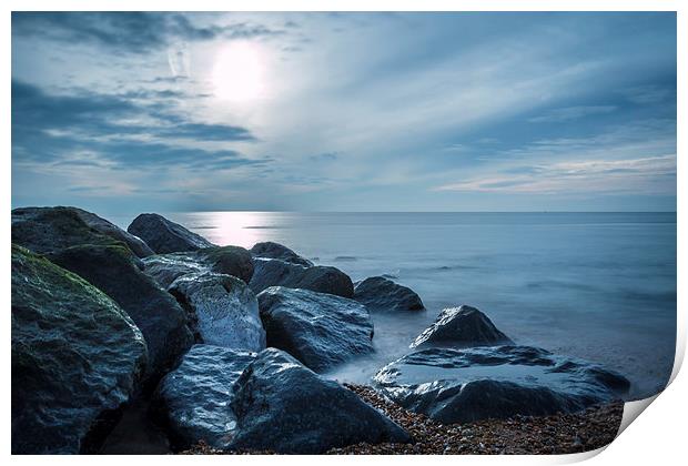 Peaceful Sea Rocks Print by Kevin Browne