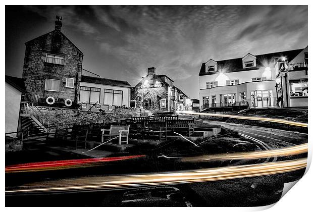 seahouses light trails Print by Northeast Images