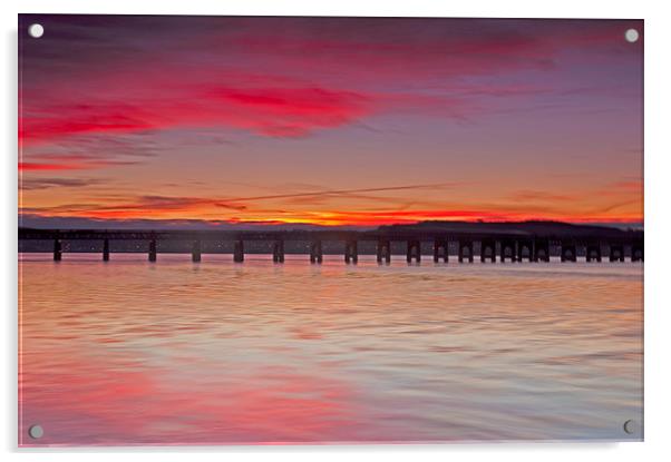 River Tay Sunrise Acrylic by Derek Whitton