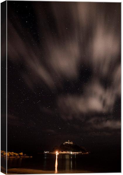 St Micheals mount by night Canvas Print by Andrew Driver