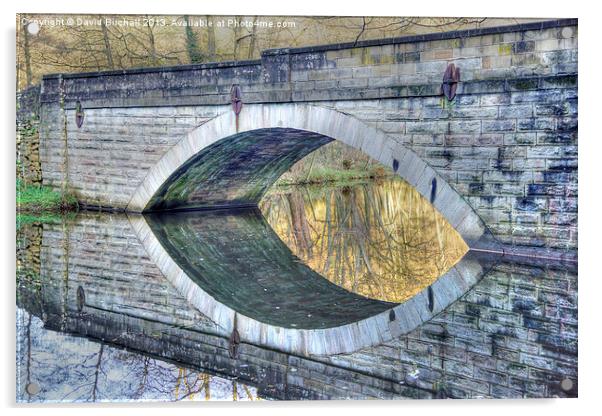 Calver Bridge Reflection, Derbyshire Acrylic by David Birchall