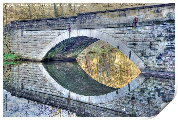 Calver Bridge Reflection, Derbyshire Print by David Birchall