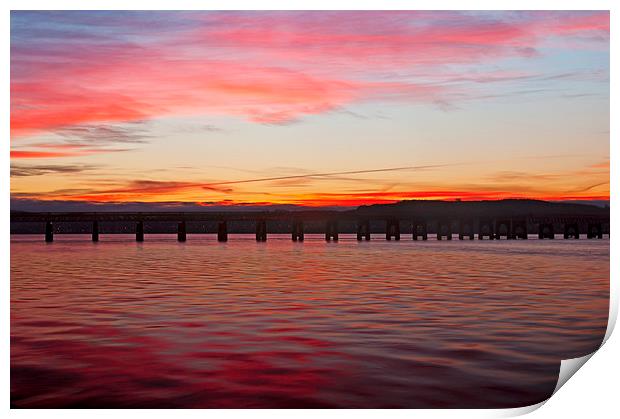 Dawn Reflections on the Tay Print by Derek Whitton