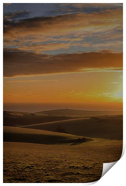 South Downs Sunset Print by Phil Clements