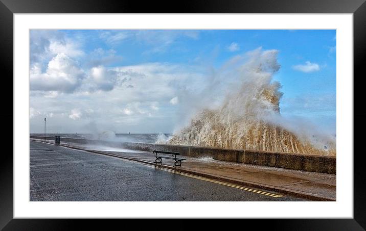 Waves pounding Hunstanton sea front Framed Mounted Print by Gary Pearson