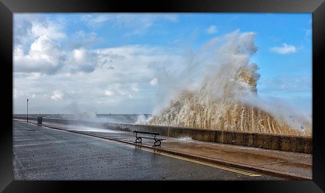 Waves pounding Hunstanton sea front Framed Print by Gary Pearson