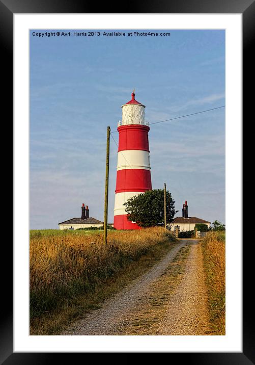 Happisburgh Lighthouse North Norfolk Framed Mounted Print by Avril Harris