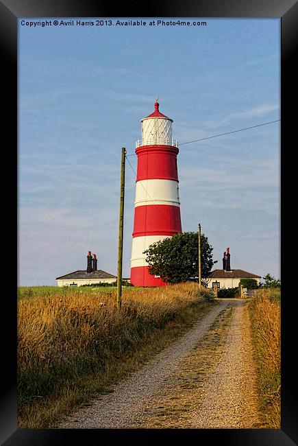 Happisburgh Lighthouse North Norfolk Framed Print by Avril Harris