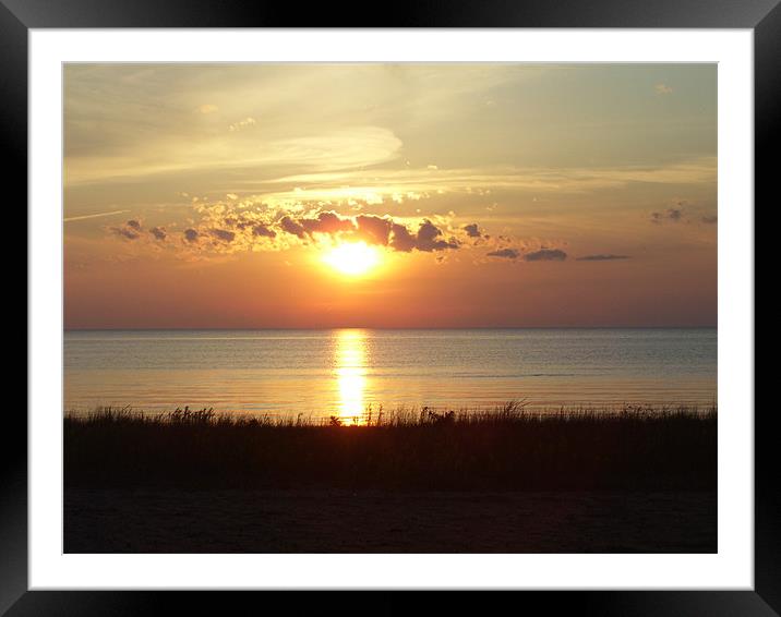 sunset over Lake Michigan Framed Mounted Print by Emma Crowter
