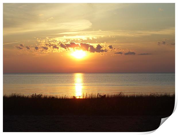 sunset over Lake Michigan Print by Emma Crowter