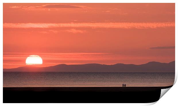Sunset on Barmouth beach Print by Tony Bates