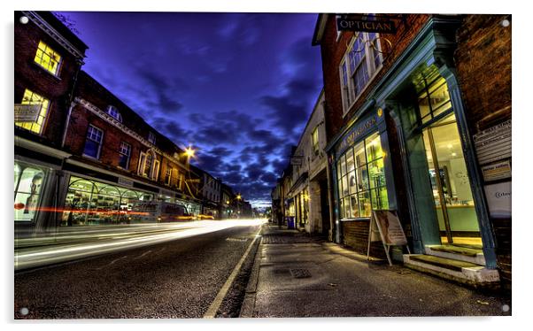 Farnham West St by night Acrylic by Rob Hawkins