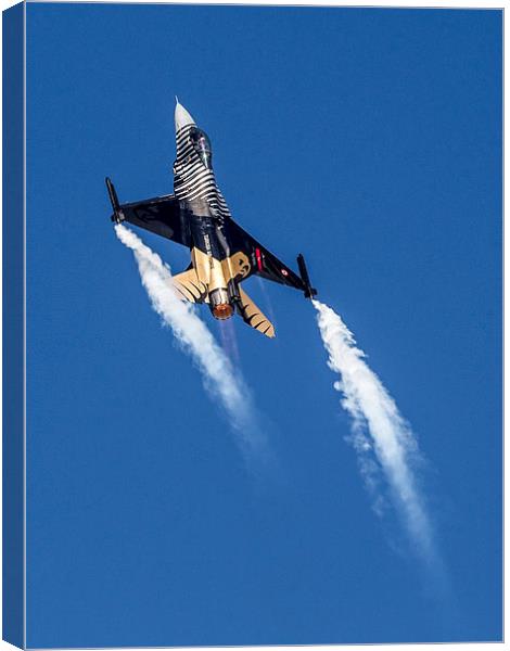 F-16 Solo Turk Smoking Climb Canvas Print by Keith Campbell