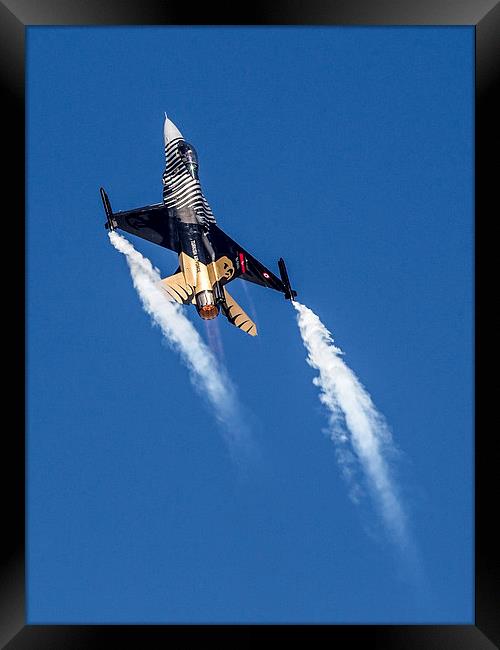 F-16 Solo Turk Smoking Climb Framed Print by Keith Campbell