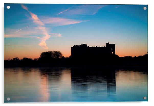 Carew Castle winter sunrise Acrylic by Simon West