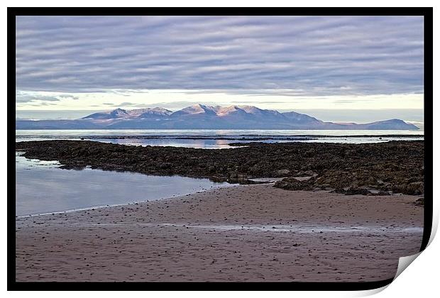 Morning glow over Arran Print by jane dickie